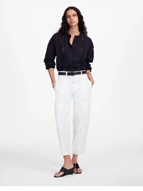 Madewell Womens The Barrel-Leg Utility Pant in Garment-Dyed Twill Size 10 NWT